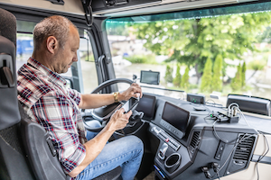 Truck driver using phone